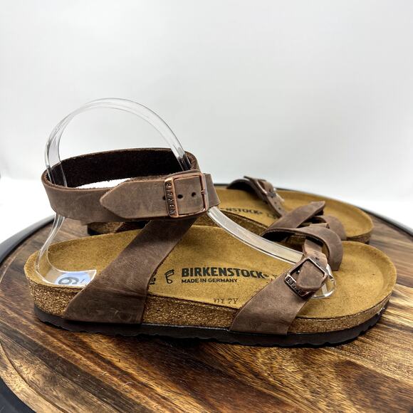 Birkenstock Sandals Women's 8 (39) Yara Brown Oiled Leather NWOT - Picture 2 of 6